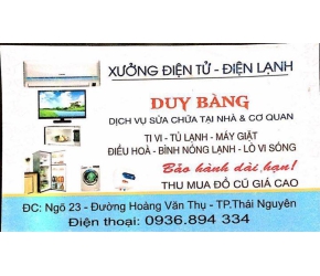 Xưởng điện tử - Điện lạnh Duy Bằng