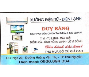 Xưởng điện tử - Điện lạnh Duy Bằng